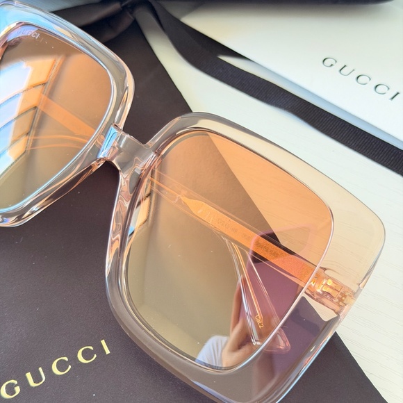 New, Gucci Sunglasses GG1314S 005, Nude Frame, Lightly Mirrored, Authentic main image 10